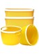 Aiwanto 4 Packs Small Plastic Basket Storage 2 Yellow Shapes Organizer for Bathroom Kitchen Bedroom Space Saver Organizer