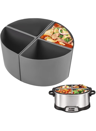 ALMEKAQUZ Slow Cooker Liners,4 In 1 Silicone Crock Pot Liner Fits 6-8 QT,Reusable &amp; Leakproof Slow Cooker Divider Insert for Crock pot,Cooking Liner BPA Free,Dishwasher Safe
