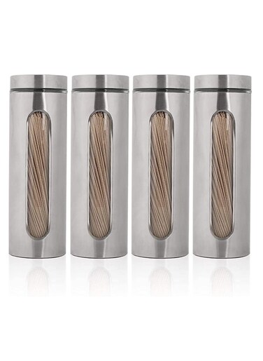 Stainless Steel Food Storage Canister Sets,Set of 4 Airtight Sugar Coffee Tea Candy Storage Jars 1800ml