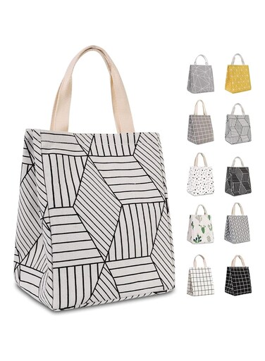 Lunch Bag Insulated Lunch Box Canvas Fabric with Aluminum Foil, Lunch Tote Handbag for Women,Men,Office