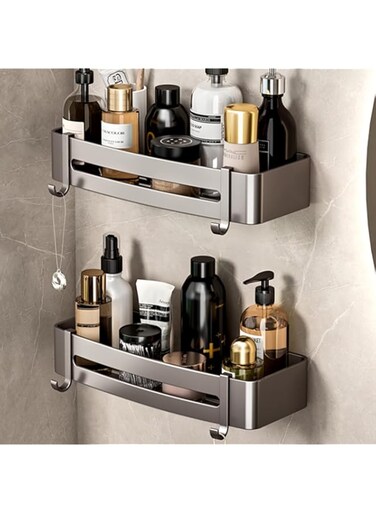 NILYNN 2 Pack Rustproof Titanium Alloy Shower Caddy, Wall Mounted Shower Organizer Racks for Bathroom, Kitchen