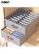 2 Pack Organizer Box with Compartment Dividers,10 Grids Collapsible Linen Storage Bins with Handles ,Multi purpose Storage Container for Home, Bedroom, Closet and Office (Grey)