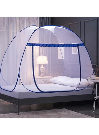 Portable Pop Up Mosquito Net Tent, 180 * 200 * 150cm Foldable Mosquito Sleeping Net, Double Door Zip Portable Tent, Suit for Twin to King Size Bed, for Bed, Camping, Traveling Easy to Install