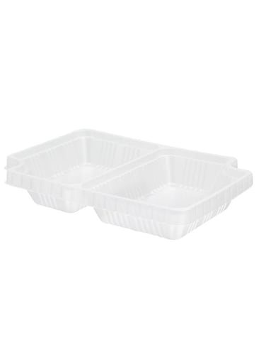 TRAYS ONLY: Futura 14 Ounce Trays For Meal Prep Boxes, 100 Microwavable Trays For 34 Ounce Boxes - Boxes Sold Separately, 2 Compartments, Clear Plastic Food Trays