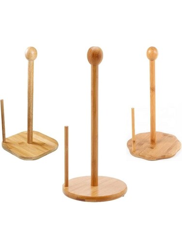 1 Pack Bamboo Roll Holder Countertop Tissue Stand Bamboo Paper Towel Holder Kitchen Paper Towel Stand Tissue Holder Paper Towel Holders Tissue Paper Bamboo Toilet