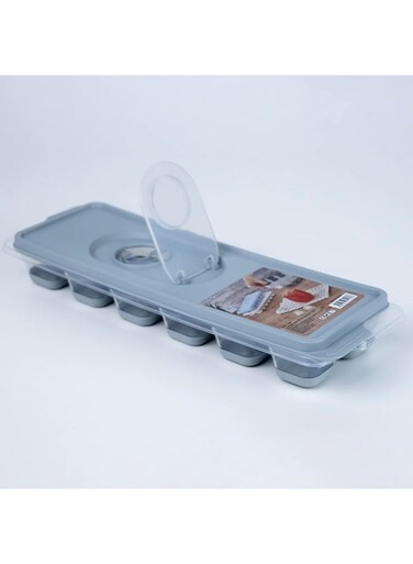 Ice Cube Tray With Easy Release Base Removable Lid, 15 Cubes, Bpa Free, Grey