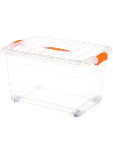 Selecto Besto 43 LTR Clear Plastic Storage Box With Wheel &amp; Lid   For Clothes, Toys, Books, Snacks, Shoes and Grocery Storage Box (50x36x26 cm)
