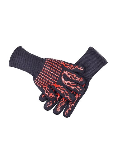 Barbecue Gloves Black/Red 35 x 13cm