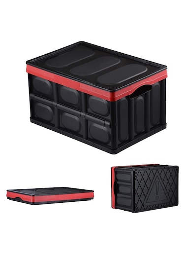 Foldable Storage Box 30L Space Saving Box Reinforced Handle Easy to Carry Multipurpose Portable Storage Bin Carrier for House, Car, SUV, Truck, Auto