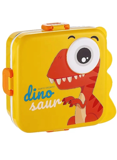 Kids Lunch Box Stainless Steel Insulated &acirc;&euro;&ldquo; Double Decker Leakproof Bento Box with Spoon, Soup Bowl, Dishwasher Safe, Durable, Perfect for School or Travel 1120ml (Dino New Yellow)