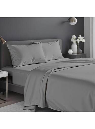 Xclusives King Bed Sheet Set Grey &acirc;&euro;&ldquo; 4 Piece Bedding Set, 270 &Atilde;&mdash; 260 cm, Soft Brushed Microfiber Bed Sheets, 40 cm Deep Pocket, Wrinkle &amp; Fade Resistant