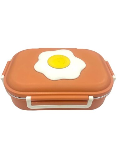 Stainless Steel Lunch Box For Kid School,With Two Compartment Divided Lunch And Spone, Leakproof, Dishwasher Safe (orange, 23 * 16.5 * 7)