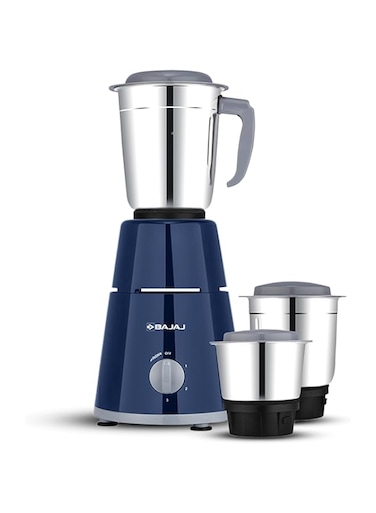 Bajaj GX 1 Mixer Grinder with 500W Titan Motor, 3 Stainless Steel Jars, 2-in-1 Blade for Dry &amp; Wet Grinding, Blue   Ideal for Grinding Spices, Chutneys, Smoothies, Batters, Chopping, Grating
