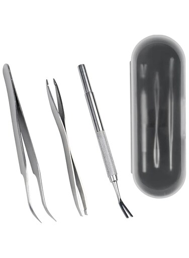 Tick Remover Kit - Stainless Steel Tick Removal for Humans and Pets - Tick Tweezers for Safe and Complete Removal of Big and Small Ticks for Cats and Dogs - Removal Kit with Storage Pouch