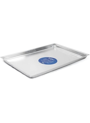 Vague Rectangular Aluminium Kunafa Tray, 21 cm x 30 cm Size, Silver