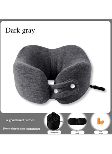 Travel Pillows for Airplane, Neck Pillow for Travel,Neck Support Comfortable &amp; Breathable Cover, Airplane Travel Kit with Eye Masks,Earplug Grey