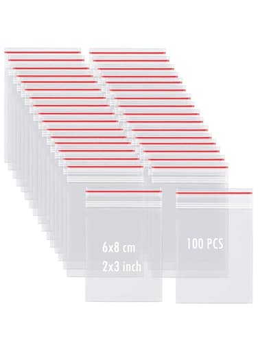 Hengulus Schliersee Small Plastic Resealable Zipper Bags 2"x3",Clear Poly Ziplock Bags,100 Pack 2.3 x 3.1 HGPE6X8