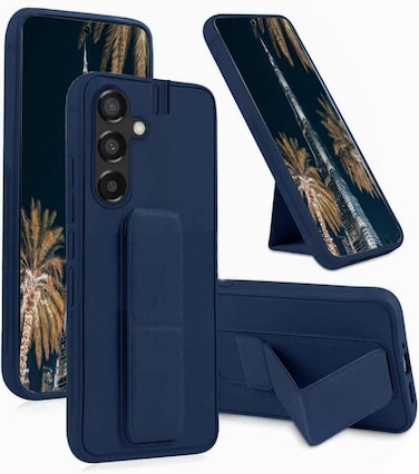 Samsung Galaxy S25 Plus Case, Multi Stand Cover with Magnet Holder, Hand Strap Grip, Vertical and Horizontal Stand (Blue, Samsung Galaxy S25 Plus)