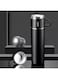 Stainless Steel Water Bottle, SS Vaccum Flask with Silicone Handle and Double Wall Vacuum Insulated Water bottle with 2 stainless steel cups set for Hot and Cold Outdoor travel (Black)
