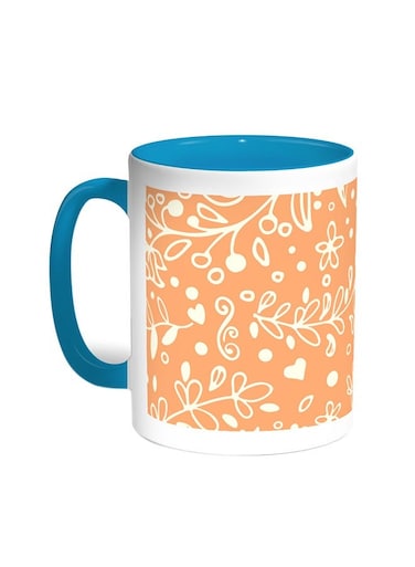 Decorative - Tree Paper Printed Coffee Mug Turquoise/White 11ounce