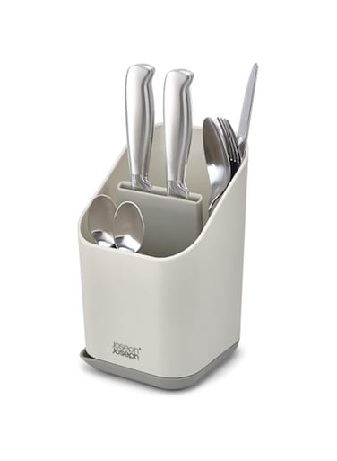 Joseph Joseph Duo Kitchen Sink Cutlery Drainer with Knife Slot, Kitchen Sink Drying Rack Cutlery Organizer, Grey