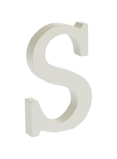 Rosymoment Alphabet S Wooden Decorative Wall Letter for Children's Bedroom Decor, 18 cm Length, White Letter S, HCR-4701S