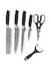 6 pcs Knife Set - Stainless Steel Sharp Professional Kitchen Chef Cooking Knives set with Black Handles