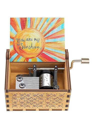 ELECDON Music Box Wood Personalizable Music Box, You are My Sunshine Laser Engraved Vintage Wooden Sunshine Musical Box Gifts for Birthday (u are My Sunshine, Small)