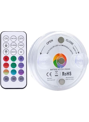 KASTWAVE Submersible LED Lights with Strong Magnet, Suction Cup, RF Remote, 13 LED Underwater Led Pool Lights IP68 Waterproof, Battery Operated Pond Light for Bathtub, Shower, Hot Tub, Party