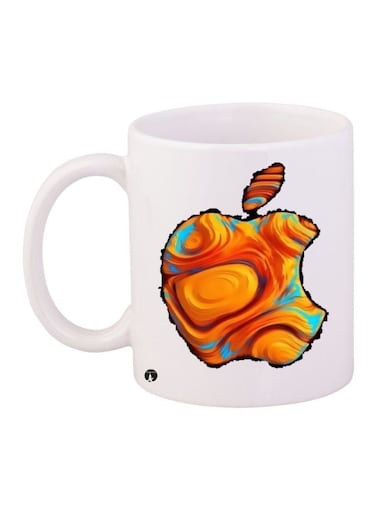Apple Logo Printed Coffee Mug White/Orange/Blue