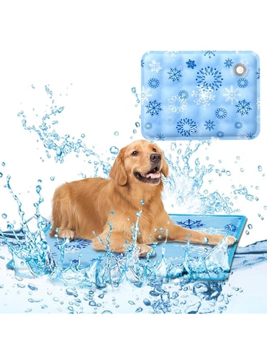 Zuooiec Dog Cooling Mat Water Injection Pet Cooling Pads Dogs &amp; Cats Pet Cooling Blanket for Outdoor Car Seats Beds (Blue, M, 50 * 40cm)