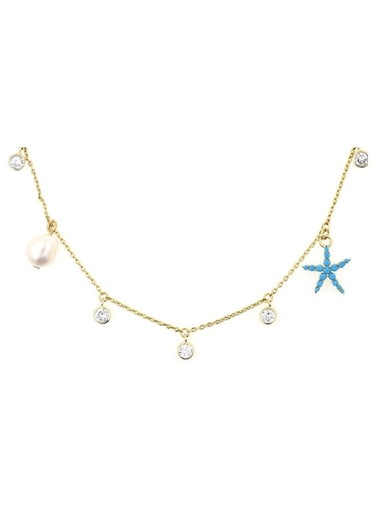 Lily's Style Gold Plated Blue Starfish Shaped Necklace
