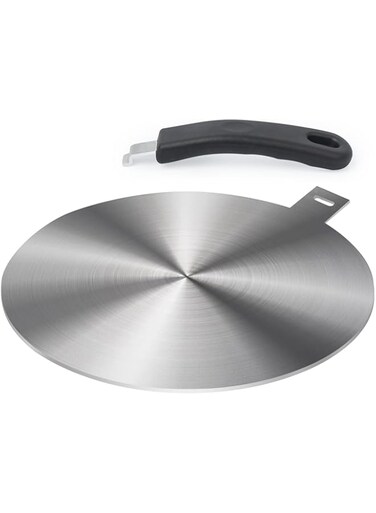 Amviner Induction Plate Adapter for Glass Cooktop Heat Diffuser for Electric Gas Glass Stove with Detachable Handle, 9.45 Inches