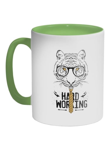 Hard Working Printed Coffee Mug White/Black/Grey