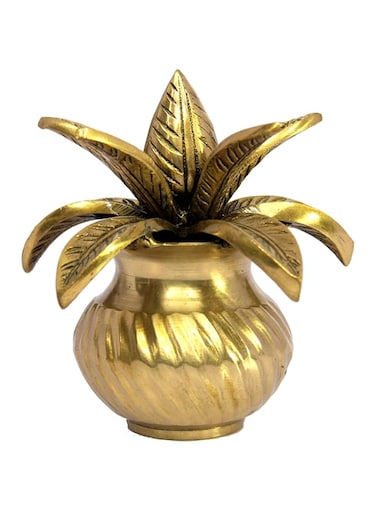 eSplanade Brass Decorative Kalash with Coconut for Puja Temple Laxmi Ganesh Crafted Kalasha - 5.75 inches