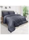Linen Klub Down Alternative Comforter Set -Ultra Soft Brushed Stripe Microfiber Fabric, 200GSM Soft Fibersheet Filling, Size :Single 160 x 200cm , Color: Dark Grey