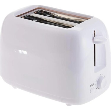 Compact 2-Slot Electric Bread Toaster with Adjustable Browning Levels and Wide Openings, White
