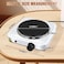 1000W Single Electric Hot Plate with Adjustable Thermostat Portable Cooking Burner White