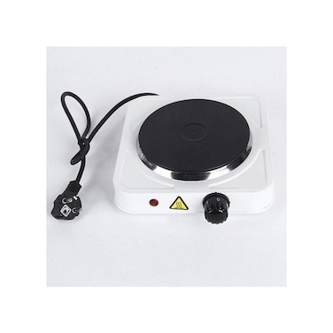 1000W Single Electric Hot Plate with Adjustable Thermostat Portable Cooking Burner White