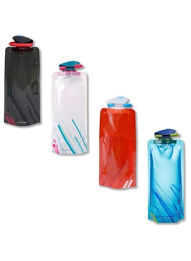 Foldable Water Bottle, 4 Pack Flexible Foldable Sports Bottle Reusable Drink Pouches Bags(25oz)