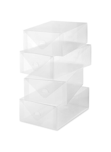 Whitmor Clear Vue Shoe Box - Heavy Duty Stackable Shoe Storage - (Set of 4)