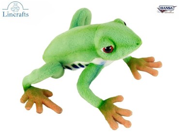 Hansa Red‑Eyed Tree Frog Plush Toy 17 cm Realistic Soft Stuffed Animal Collectible Amphibian`