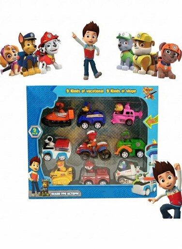 Paw Patrol Toys 9-in-1 Action Figure Set &ndash; Complete Rescue Team with Ryder, Chase, Marshall &amp; Skye   Patrol Dog Collectible Playset for Boys &amp; Girls 3+   Cake Toppers &amp; Party Favors   Ultimate Puppy Hero Gift Pack