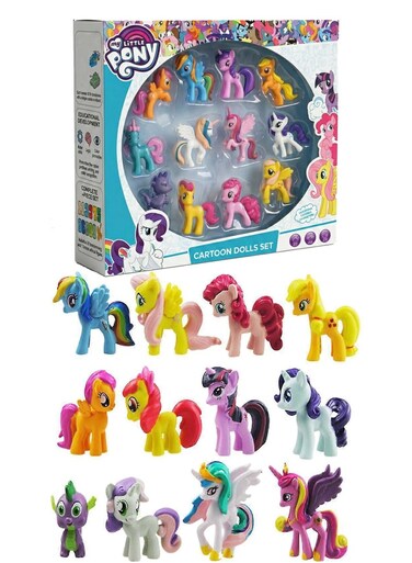 My Little Pony 12Pcs Mini Pony Figures Toy Set - Colorful Unicorn &amp; Pegasus Collectible Animal Dolls, 2-Inch Cake Toppers &amp; Party Favors, Imaginative Pretend Play Gift For Toddlers, Girls &amp; Boys