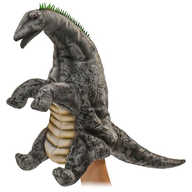 Hansa 7759 Triceratops Puppet Brown Green   Realistic Dinosaur Plush Hand Puppet   Interactive Play Toy for Kids