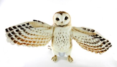 Hansa Barn Owl Hand Puppet 38 cm Realistic Plush Animal Toy Soft Hand Puppet for Kids &amp; Adults