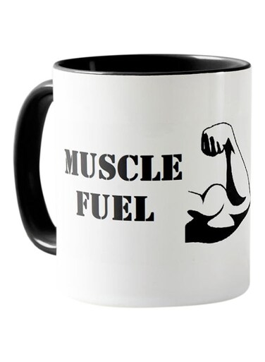 Piece Mug With Design Muscle Fuel White &amp; Black