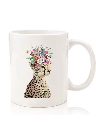 Premium Quality Two Sided Printed Coffee Mug Tea Cup For Home Office, Kids Men Women Cheetah Flower