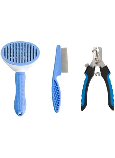 3 in 1 Pet Grooming Kit. Pet Nail Scissors/Pet Nail Cliper, Pet Flea Comb &amp; Pet Brush for Shedding and Grooming,Cat Grooming Kit, Pet Brushes, Dog Grooming Kit,Pet Grooming Tools