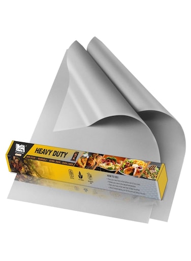 LOYAL AGILE Oven Liners for Bottom, 2 Pack Large Thick Heavy Duty 100% Non-stick Reusable Teflon Mat, 25"x17" Baking Mat for Electric, Gas, Toaster Ovens, Grills (Silver)